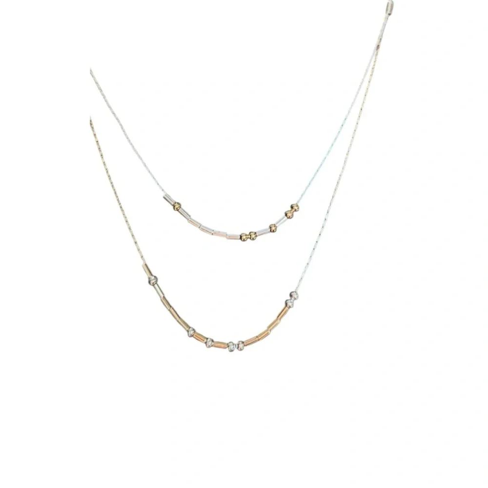 Demarco Morse code Elegant Gold and Silver Layered Necklace